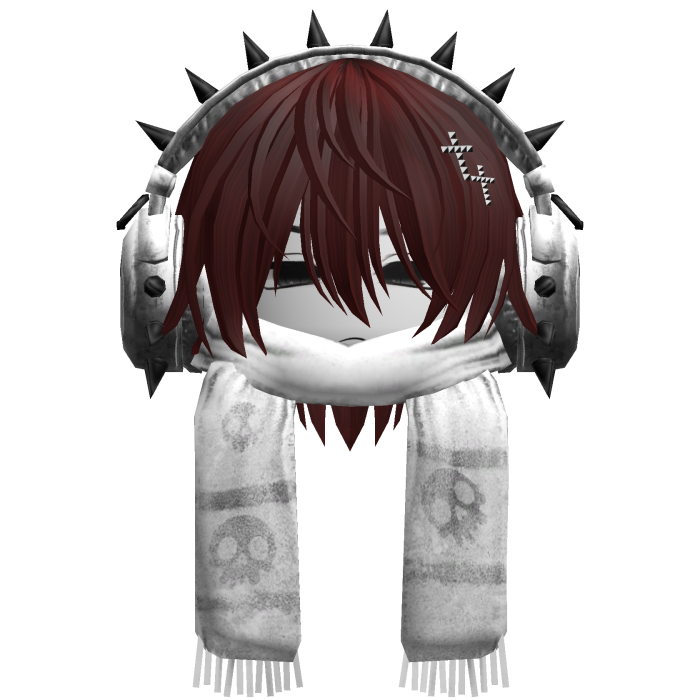 Boy Hair&Emo Headphones&Scarf Dark Red