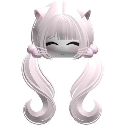 ♡ moe face wavy pigtails w cat ears (pink)