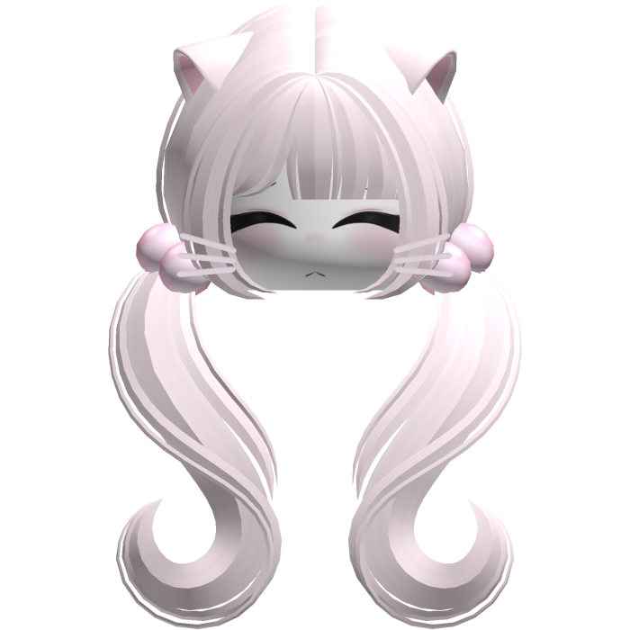 ♡ moe face wavy pigtails w cat ears (pink)