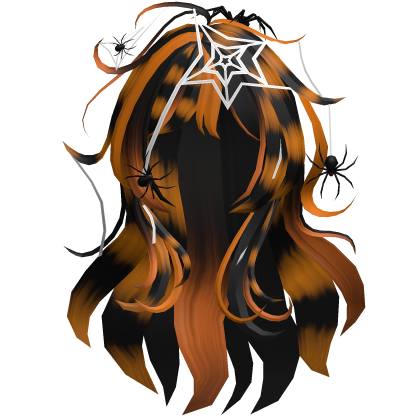Orange Messy Scene Spider Web Halloween Hair Roblox item
