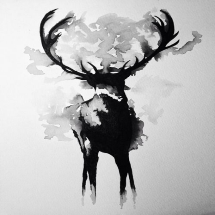 Black and White Deer Art Roblox decal