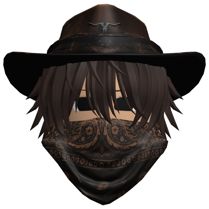Brown Cowboy Hat with Mask + Neck Scarf