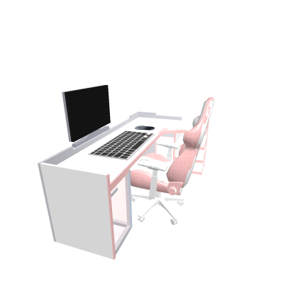 pink gamer chair and table