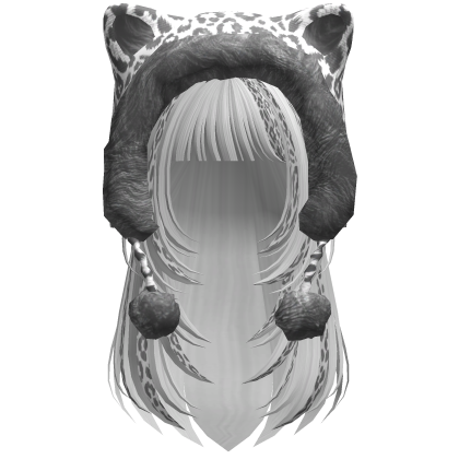 White Leopard Print Hair w/ Kitty Hood