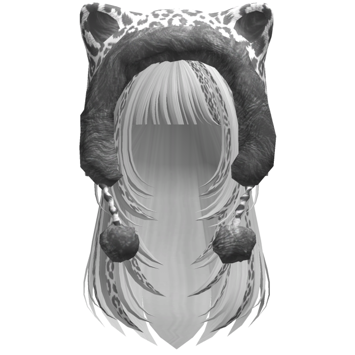 White Leopard Print Hair w/ Kitty Hood