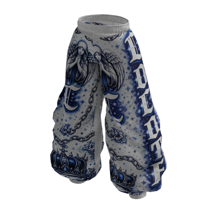 Chinita White And Blue Pants