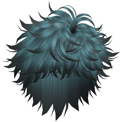 fluffy anime male y2k emo hair in dark teal blue