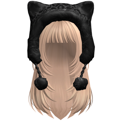 Blonde Straight Layered Hair w Kitty Hood