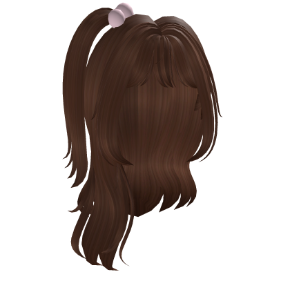 Cute messy brown doll hair w/ ponytail Roblox item