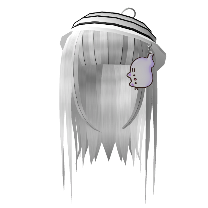 ♡ jellyfish long hair w cat charm (black & white