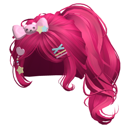 Kawaii Decora Clips Side Pony (Hot Pink)