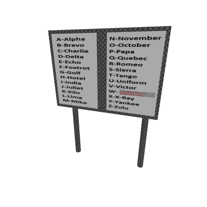 MILITARY ALPHABET BOARD