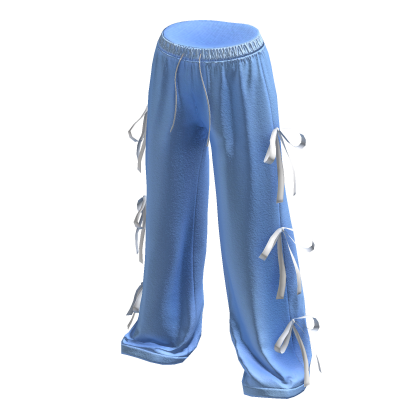 ✨ Coquette Silk Bow Blue Ribbon Pants