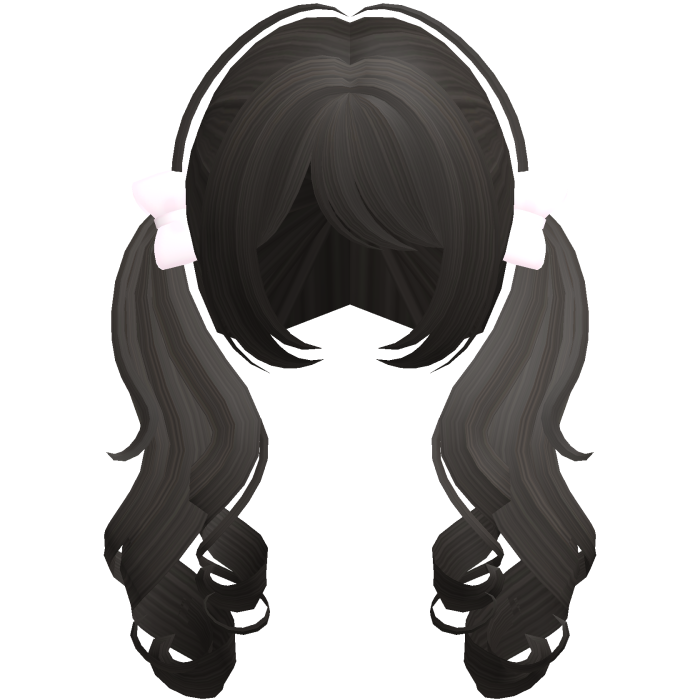 ♡ adorable long dark brown layered curly pigtails