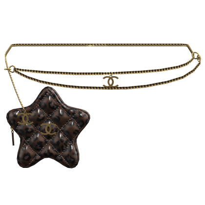 Dark Brown Leopard Cstar Quilted Waist Bag Gold Roblox item