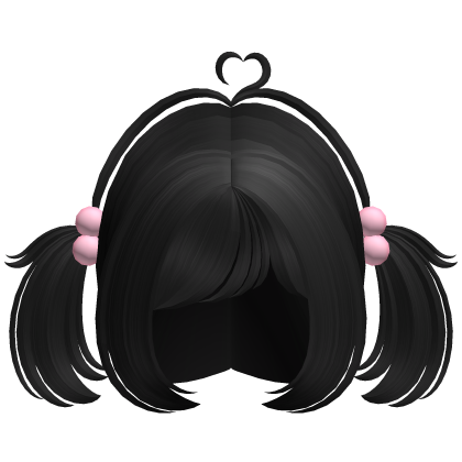 ♡ adorable moe heart cowlick pigtails in black Roblox item