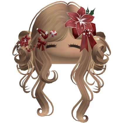 ♡ Christmas Flowery Twin Buns (Honey Blonde)