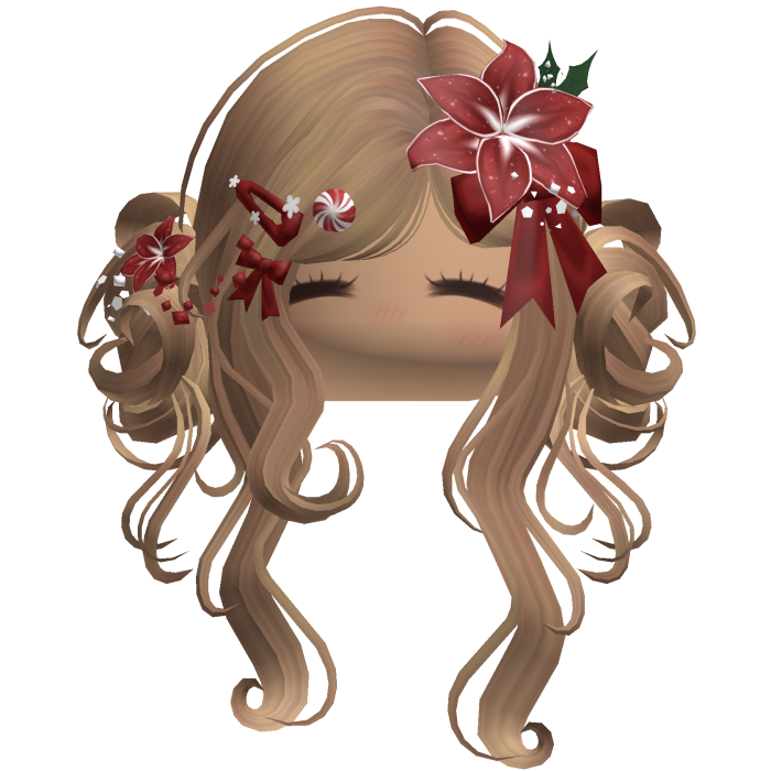 ♡ Christmas Flowery Twin Buns (Honey Blonde)