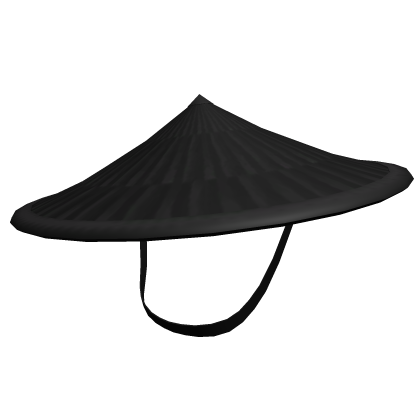 (Forward Tilt) Black Samurai Hat w/ Strap