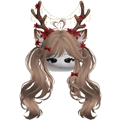 Ethereal Christmas Fairy Fawn Pigtails w/ Antlers