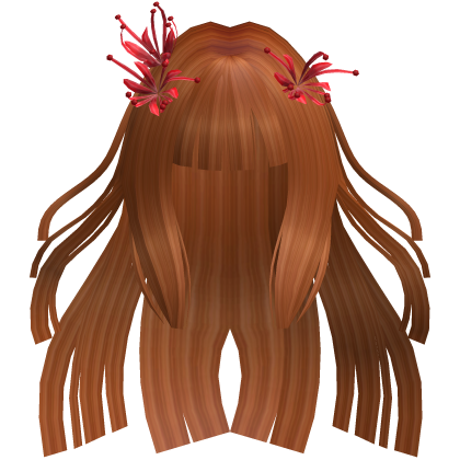 Ginger Orange Long Windy Hime Hair w/ Spider Lily
