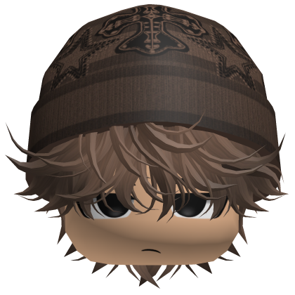 Messy Spikey Hair W/ Skater Beanie Brown V3 Roblox item
