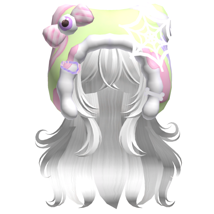 Kawaii Anime Hair w/ Pastel Goth Hood  (White)