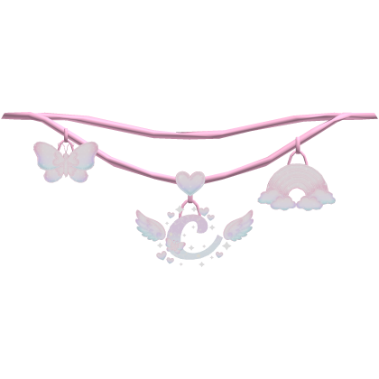 Cute Pink Kawaii Rainbow 1.0 initial C Necklace Roblox item