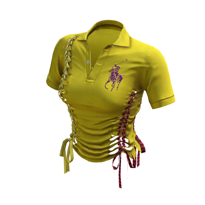 Braided Cutout Polo Shirt (Yellow)