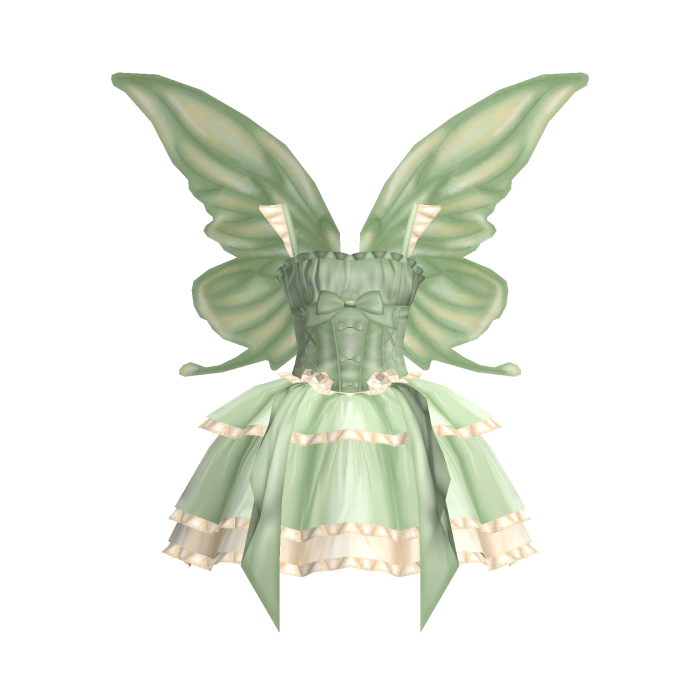 🦋 Sage Green Fairy Butterfly Wings Ruffle Dress