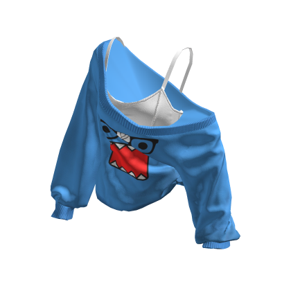 Cozy Baggy Domo Nerd Sweater Blue&Black thumbnail