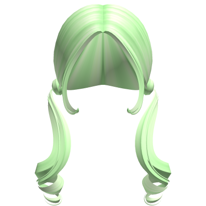 -',ৎ Preppy Blowout Curly Pigtails in Green