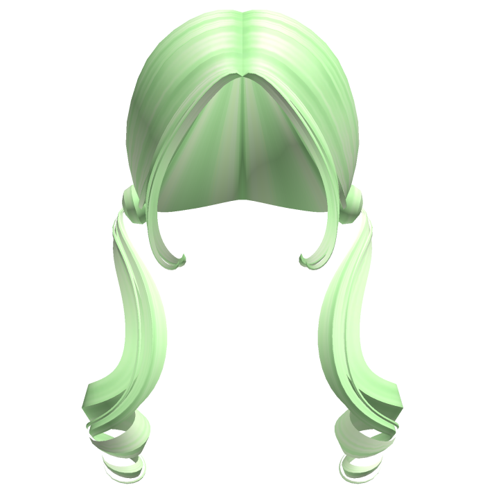 -',ৎ Preppy Blowout Curly Pigtails in Green