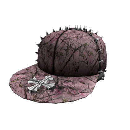 spiky y2k pierced punk cross hat in pink