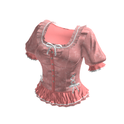 Coquette Lace Trim Button Dress (Pink)