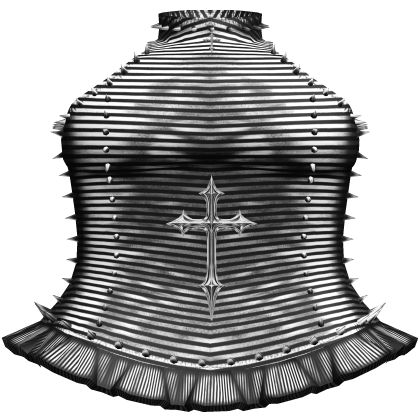 Emo White Striped Spiked Turtleneck Cross Dress