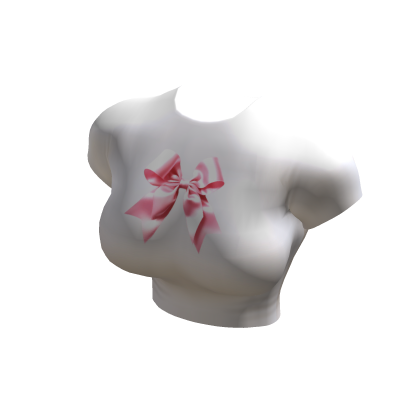 Pink Bow White Baby Tee Shirt