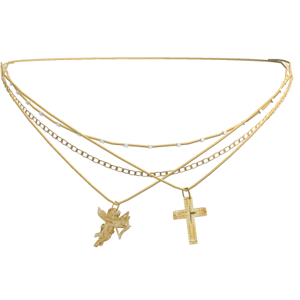 Y2K cross angel layered gold vintage necklace 3.0 | Roblox