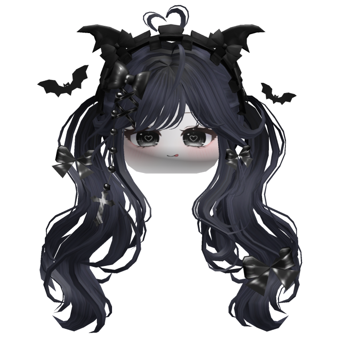 Goth Wavy Pigtails w/Headband (Red)