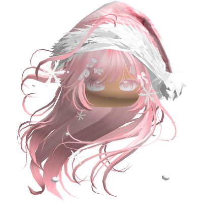Windy Anime Hair w/Santa Hat (Pink)