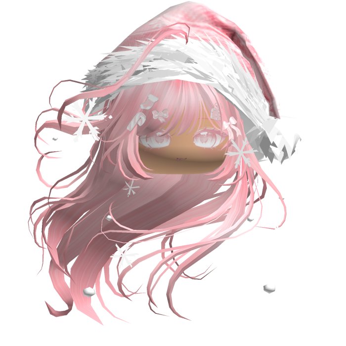 Windy Anime Hair w/Santa Hat (Pink)