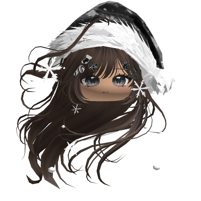 Windy Anime Hair w/Santa Hat (Brown)