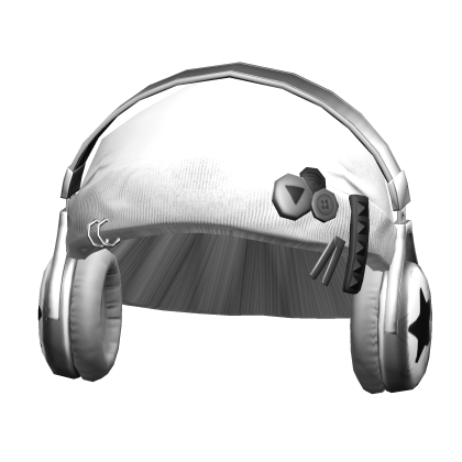 White Y2k Grunge Beanie with Headphones Roblox item