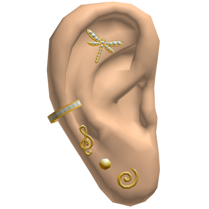 ♡ Boho Ears w Piercings Stack Gold Roblox item