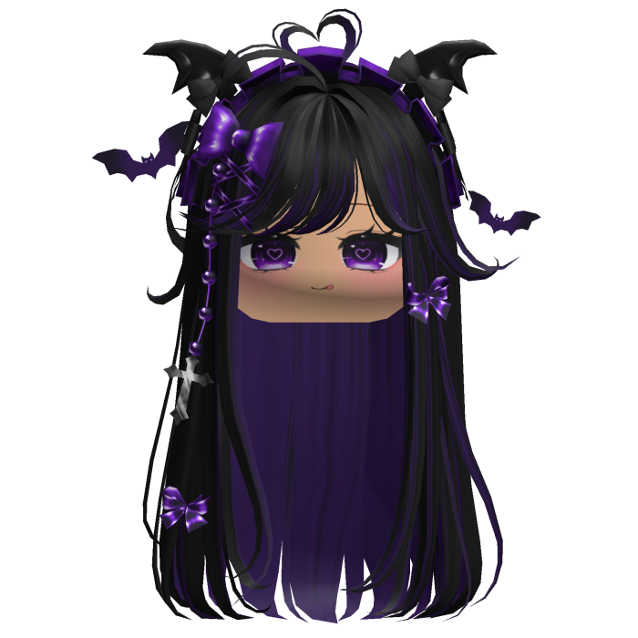 Vamp Straight  Hair w/Headband (Black&Purple)
