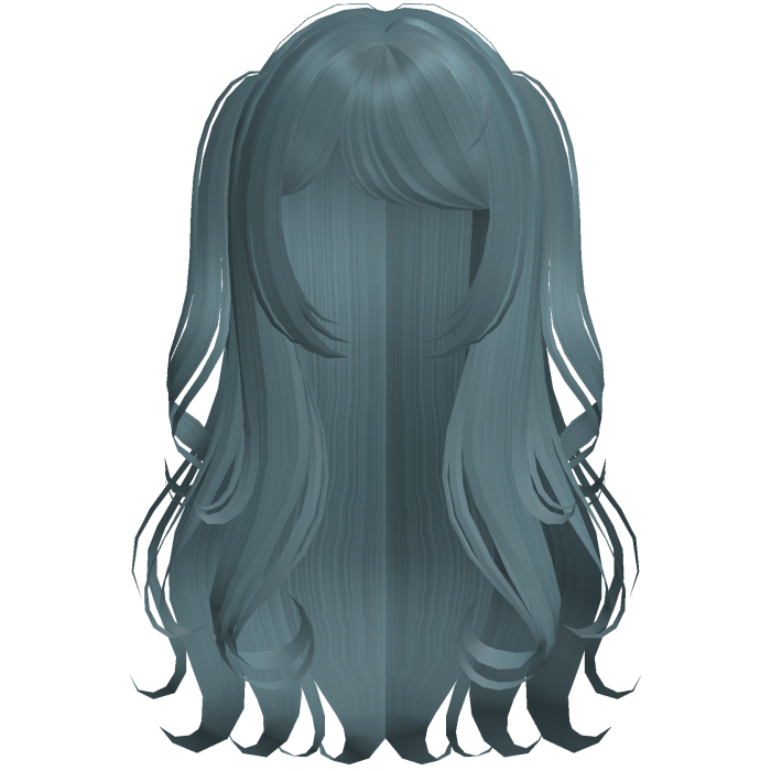 adorable wispy curly pigtails hair in dark teal