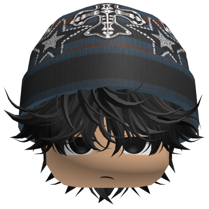 Messy Spikey Hair W/ Skater Beanie Black Roblox item