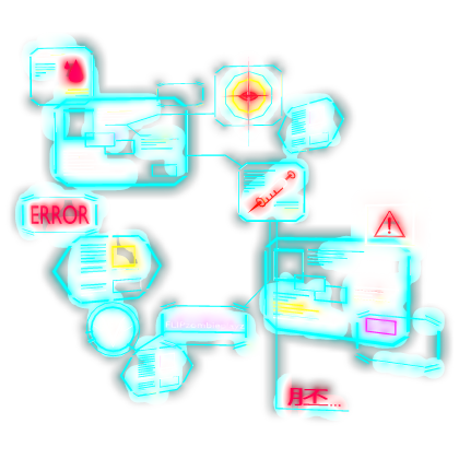 Glowing Neon Cyberpunk Futuristic Droid Signs