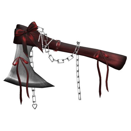 Goth Ribbon Chained Axe In Red R