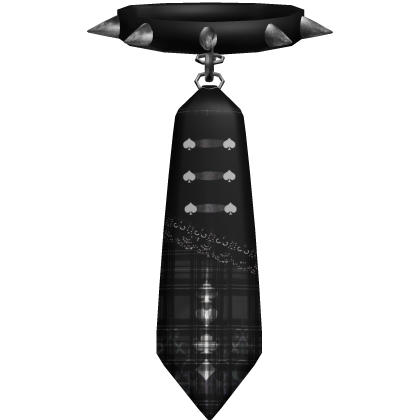 cute vkei emo spiked choker plaid tie in black